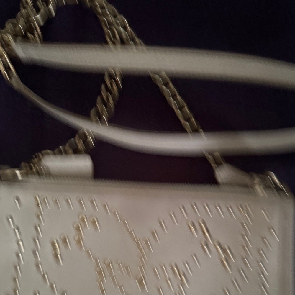 Coach Metallic Pale Gold Studded Leather Crossbody - Picture 6 of 7